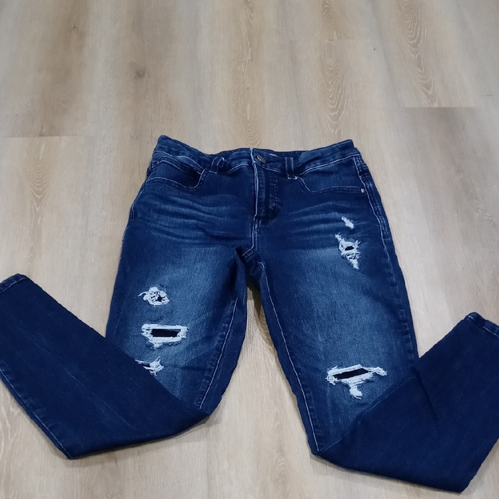 Maurices Dark Blue Distressed Skinny Jeans